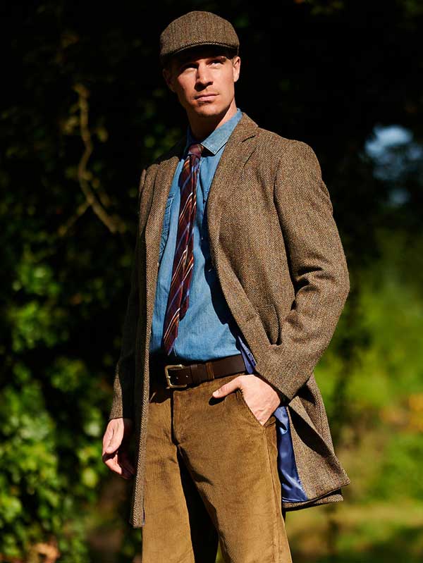 Harris Tweed Overjas "Barney" In Evergreen