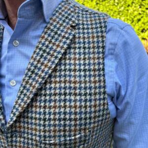 Harris Tweed Vestje "Wales" Met Revers In Cream Cocktail