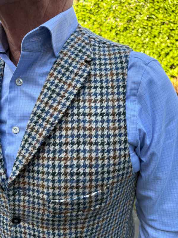Harris Tweed Vestje "Wales" Met Revers In Cream Cocktail