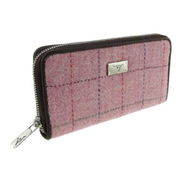 Harris Tweed 'Staffa' Portemonnee In Bright Pink With Overcheck