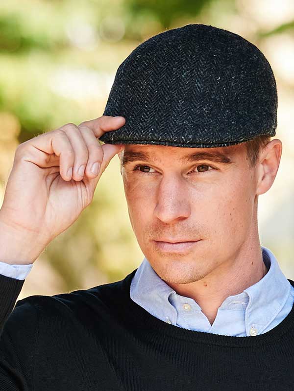 Harris Tweed Flat Cap "Henry" In Charcoal