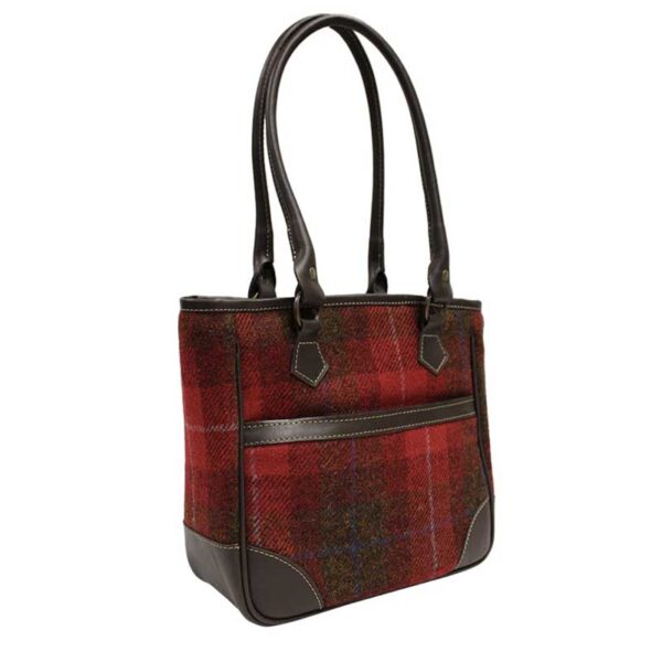 Harris Tweed Shire Long Handled Bag - Red Check