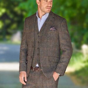 Harris Tweed Jacket "London" In Highland Green Herringbone