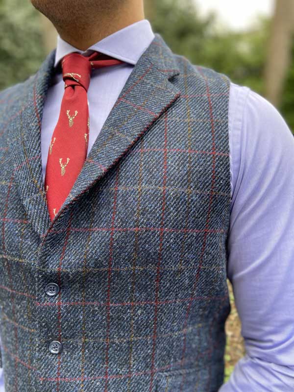 DF Harris Tweed Waistcoat Met Revers 613