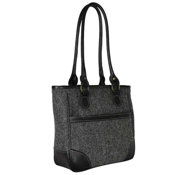 Harris Tweed Shire Long Handled Bag - Charcoal Herringbone