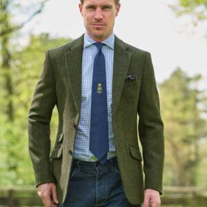 Harris Tweed Jacket "London" In Green Island Herringbone