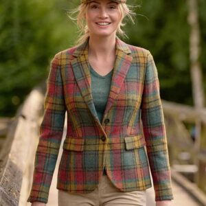 Harris tweed Dames Jasje "Ami" In Colorful Tartan