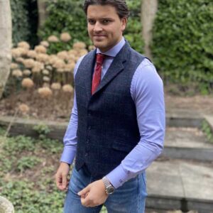 DF Harris Tweed Waistcoat Met Revers 613