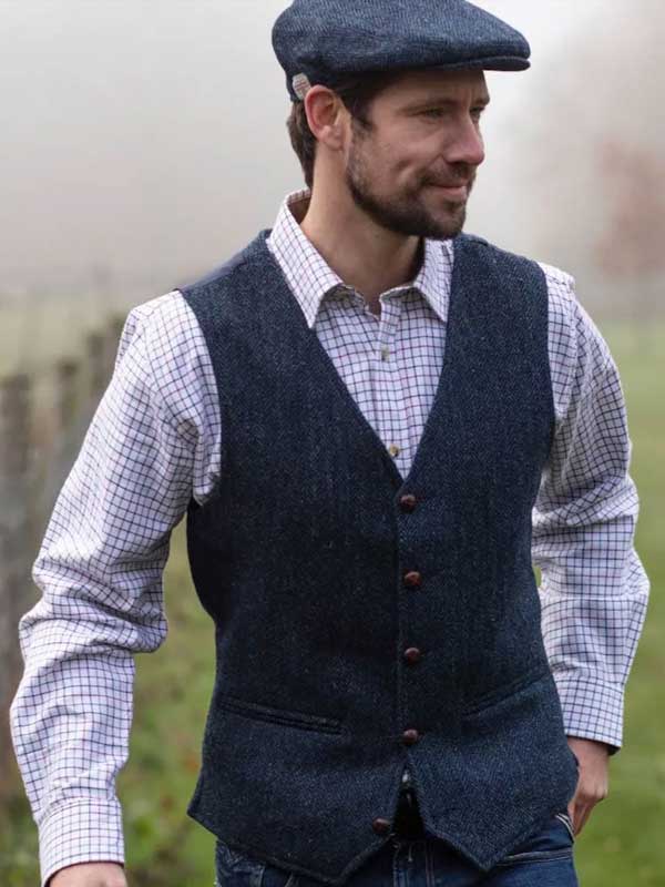 Harris Tweed Dalston Waistcoat Midnight Blue