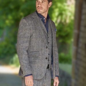 Harris Tweed Jacket "London" In Highland Green Herringbone