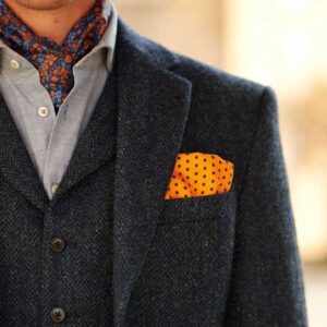 Harris Tweed Jacket "London" In Blue Herringbone