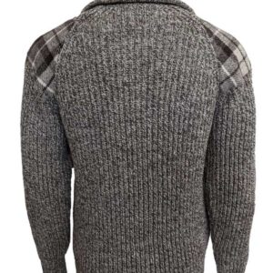 Zip sweater with Harris Tweed patches Natural