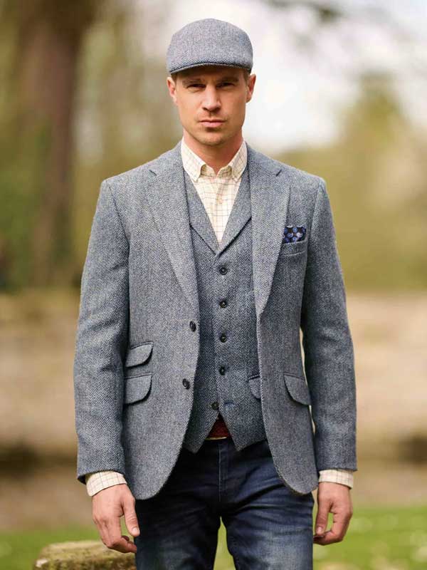 Harris Tweed Jacket "London" In Tweed Of Water