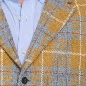 Harris Tweed Vestje "Wales" Met Revers In Amber Check
