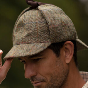 Harris Tweed Deerstalker Hat Watson Moss Green