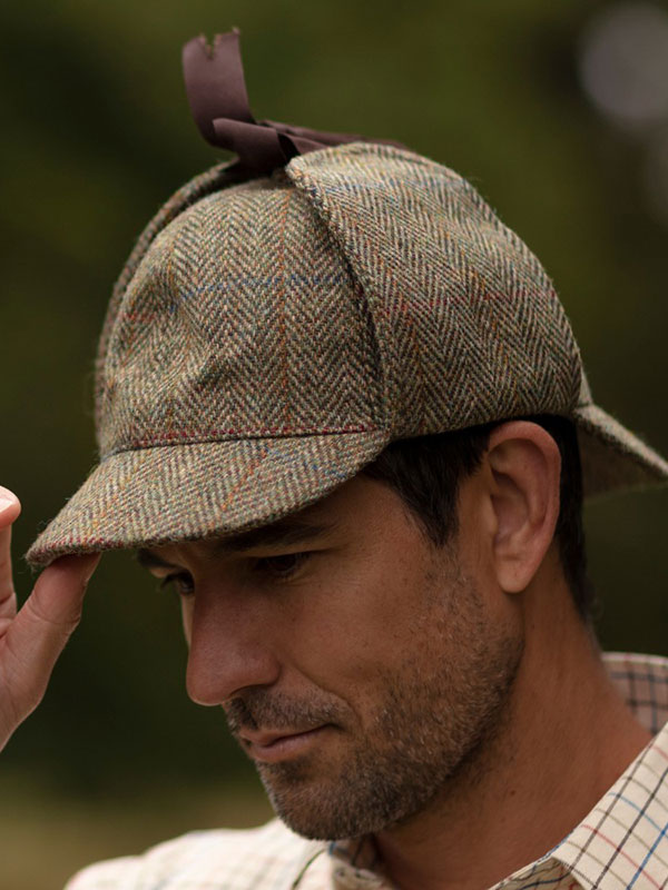 Harris Tweed Deerstalker Hat Watson Moss Green