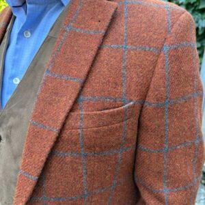 Harris Tweed Jacket "London" In Rust Overcheck