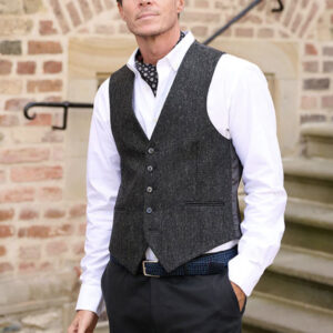 Harris Tweed Vestje "Tailor" Zonder Revers In Charcoal
