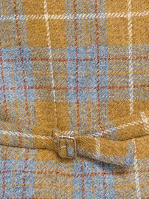 Harris Tweed Vestje "Wales" Met Revers In Amber Check