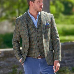 Harris Tweed Jacket "London" In Green Castle