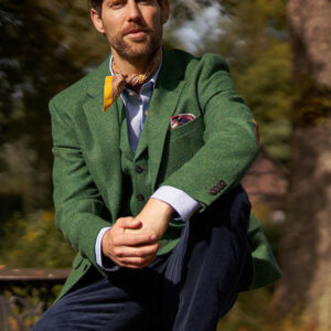 Harris Tweed Jacket "London" In Green Twill
