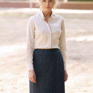 Harris Tweed Dames Rok "Pencil-Skirt" In Blue Herringbone