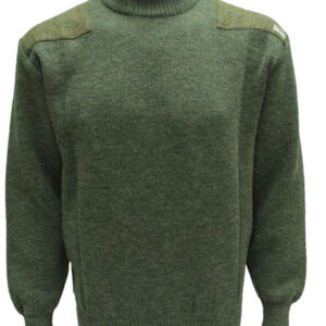 Crew neck sweater with Harris Tweed patches Derby Tweed