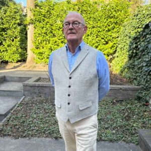 Harris Tweed Vestje "Wales" Met Revers in Cream Tweed