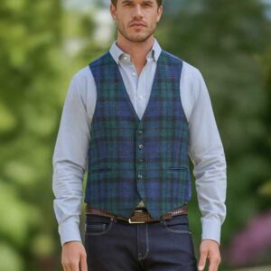 Harris Tweed Vestje "Tailor" Zonder Revers In Blackwatch