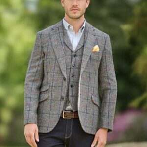 Harris Tweed Jacket "London" In Anthra Check