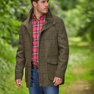 Harris Tweed Fieldjacket "Bristol" In Green Overcheck