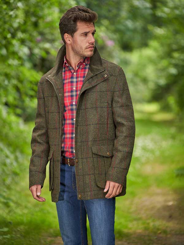 Harris Tweed Fieldjacket "Bristol" In Green Overcheck