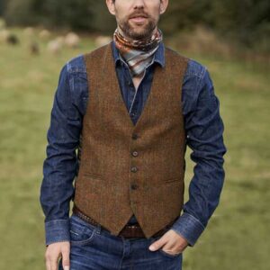 Harris Tweed Vestje "Tailor" Zonder Revers In Country Classic