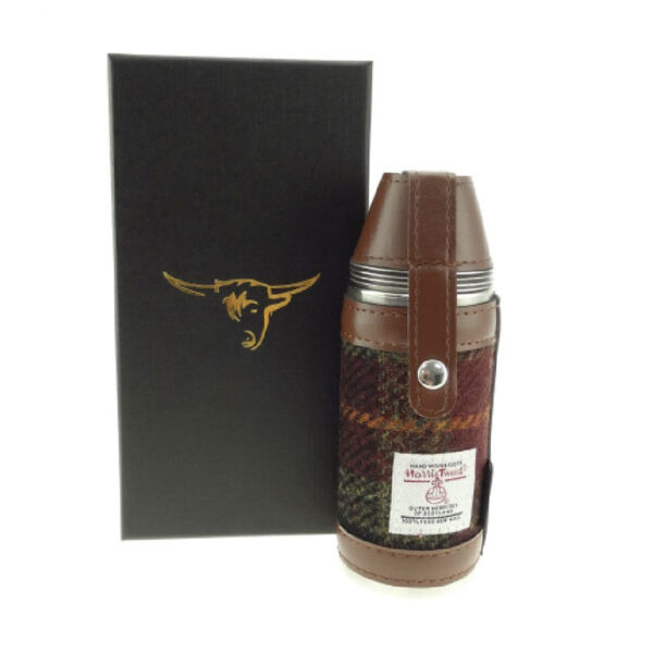 Harris Tweed Hunting Flask In Rust Check