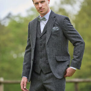 Harris Tweed Jacket "London" In Anthra Herringbone