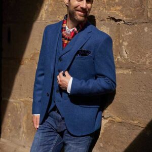 Harris Tweed Jacket "London" in Blue Twill