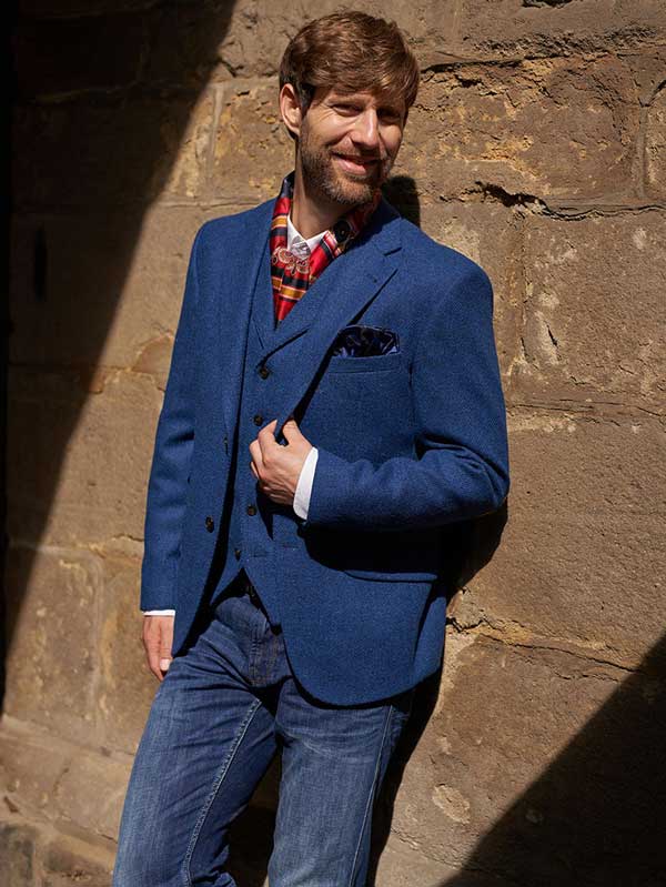 Harris Tweed Jacket "London" in Blue Twill