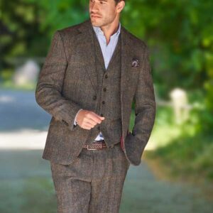 Harris Tweed Jacket "London" In Highland Green Herringbone