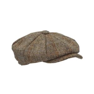 Harris Tweed 8-Panel Thomas Baker Boy Cap White Sand