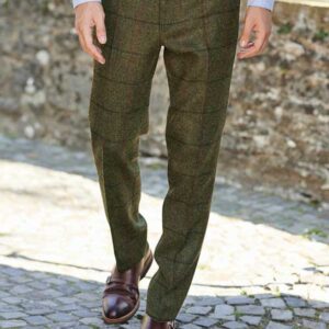 Harris Tweed Pantalon "Mr. Miller" in Green Overcheck