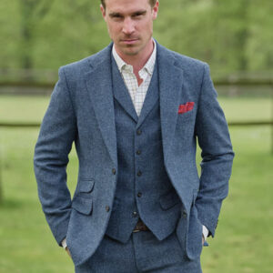 Harris Tweed Jacket "London" In Blue Shadow