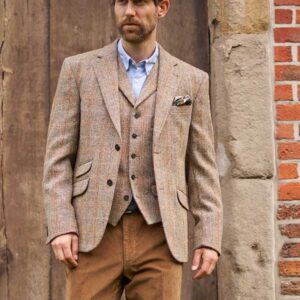 Harris Tweed Jacket "London" In Sand Herringbone