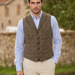 Harris Tweed Vestje "Wales" Met Revers In King of Tweed
