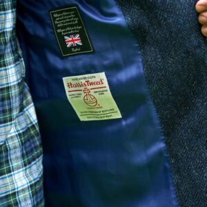Harris Tweed Overjas "Barney" In Blue Herringbone