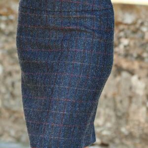 Harris Tweed Dames Rok "Pencil-Shirt" In Scottish Blue