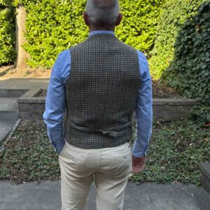Harris Tweed Vestje "Wales" Met Revers In Houndstooth Tweed