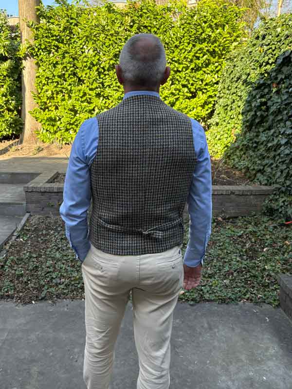 Harris Tweed Vestje "Wales" Met Revers In Houndstooth Tweed