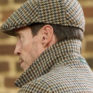 Harris Tweed Flat Cap "Henry" In Houndstooth Tweed