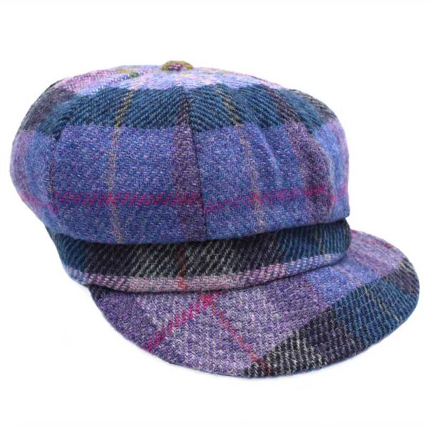Harris tweed Ladies Baker Boy Cap Rosalie Lilac Pastels