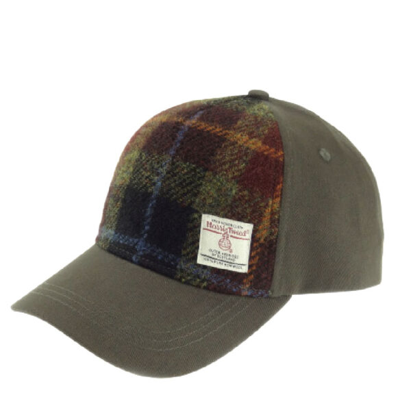 Baseball Cap with Harris Tweed in Rust Check